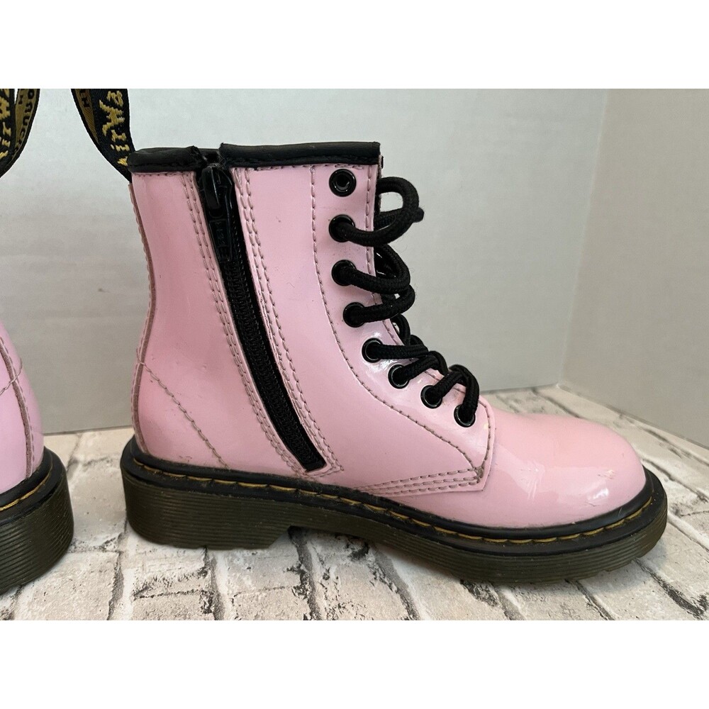 Dr. Martens Combat Boots Girls Kids US SZ 12 Pink Patent Leather Shoes Doc 1460J - Picture 8 of 13